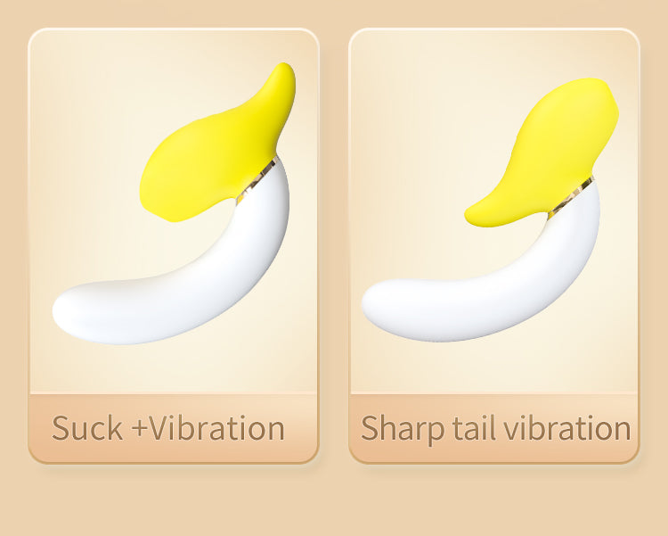 Vibrador Banana Giratorio Doble estimulación Succión y vibración 